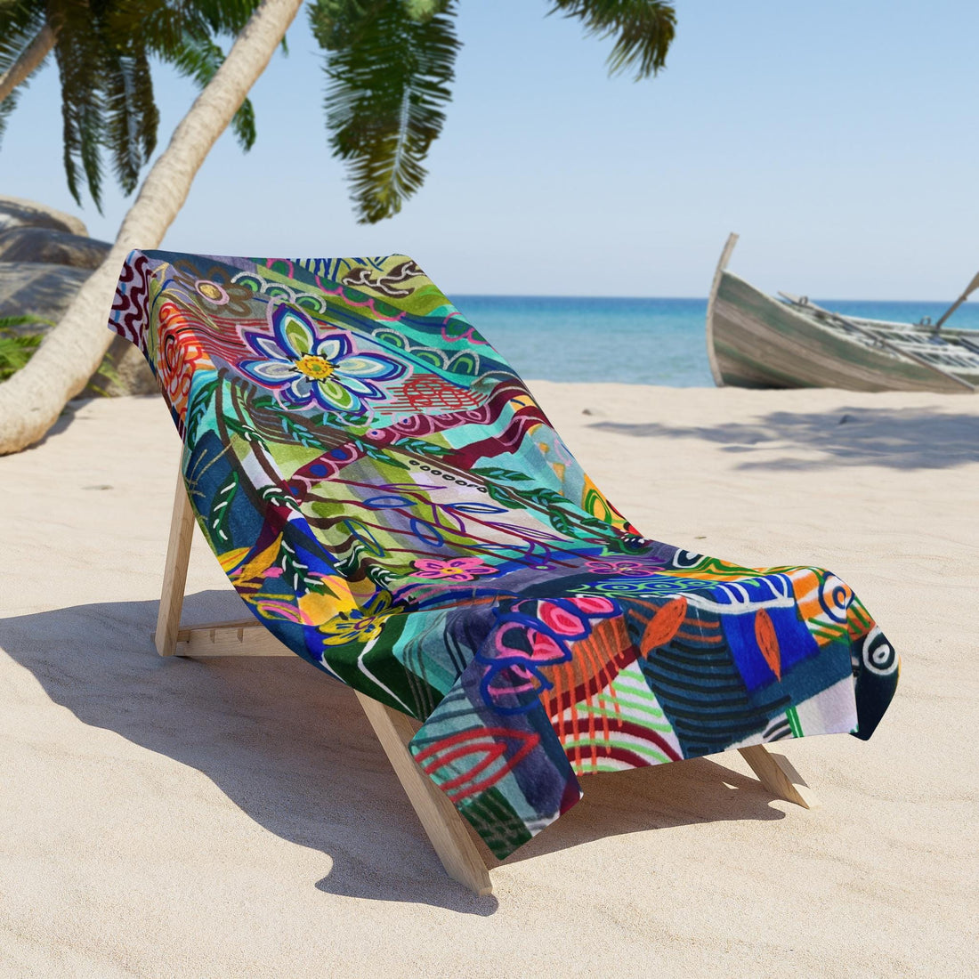 LanaArt Sweden Towel in vibrant custom prints, available in two sizes. Perfect for the bathroom or beach with soft polyester and absorbent cotton backing.