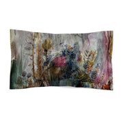 Floral watercolor design microfiber pillow sham with muted natural tones and envelope closure.