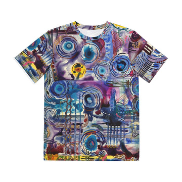 LanaArt Sweden men's soft polyester t-shirt, vibrant all-over print, brushed polyester, comfortable and stylish casual wear.