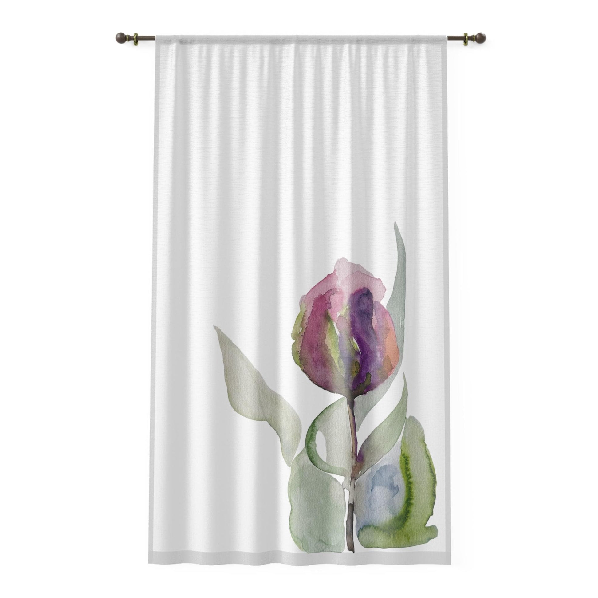 LanaArt Sweden Subtle Tulip window curtain with original floral artwork and one-sided print