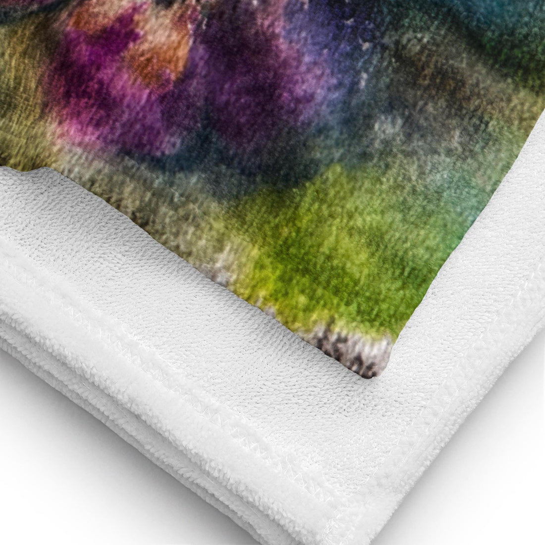 Double original art towel by LanaArt Sweden, featuring vibrant artwork in an oversized design for luxury bathroom decor.