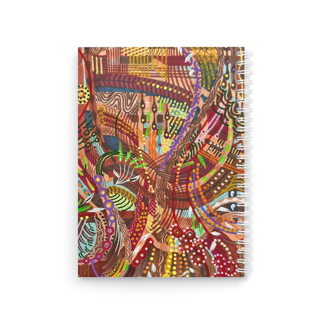 LanaArt Sweden spiral notebook with vibrant artistic cover and 128 wide-ruled pages, perfect for journaling or school notes.