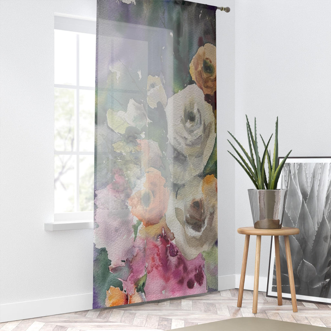 LanaArt Sweden custom photo window curtain with one-sided print and 4" rod pocket