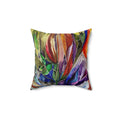 Banana Flower Pillow Cover by LanaArtSweden, featuring a tropical floral design, spun polyester fabric, and double-sided vibrant print for elegant home decor.