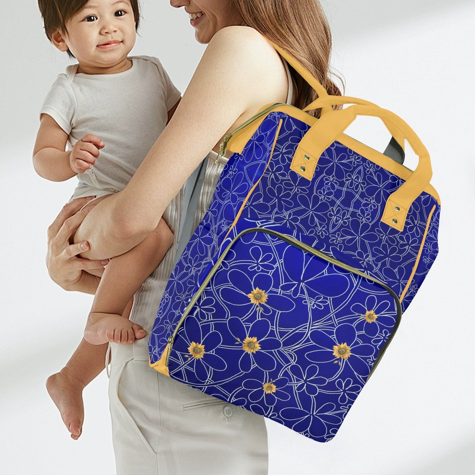 Infinity Bloom Gold Multi - Function Travel Diaper Bag - Large - Lana Art Sweden
