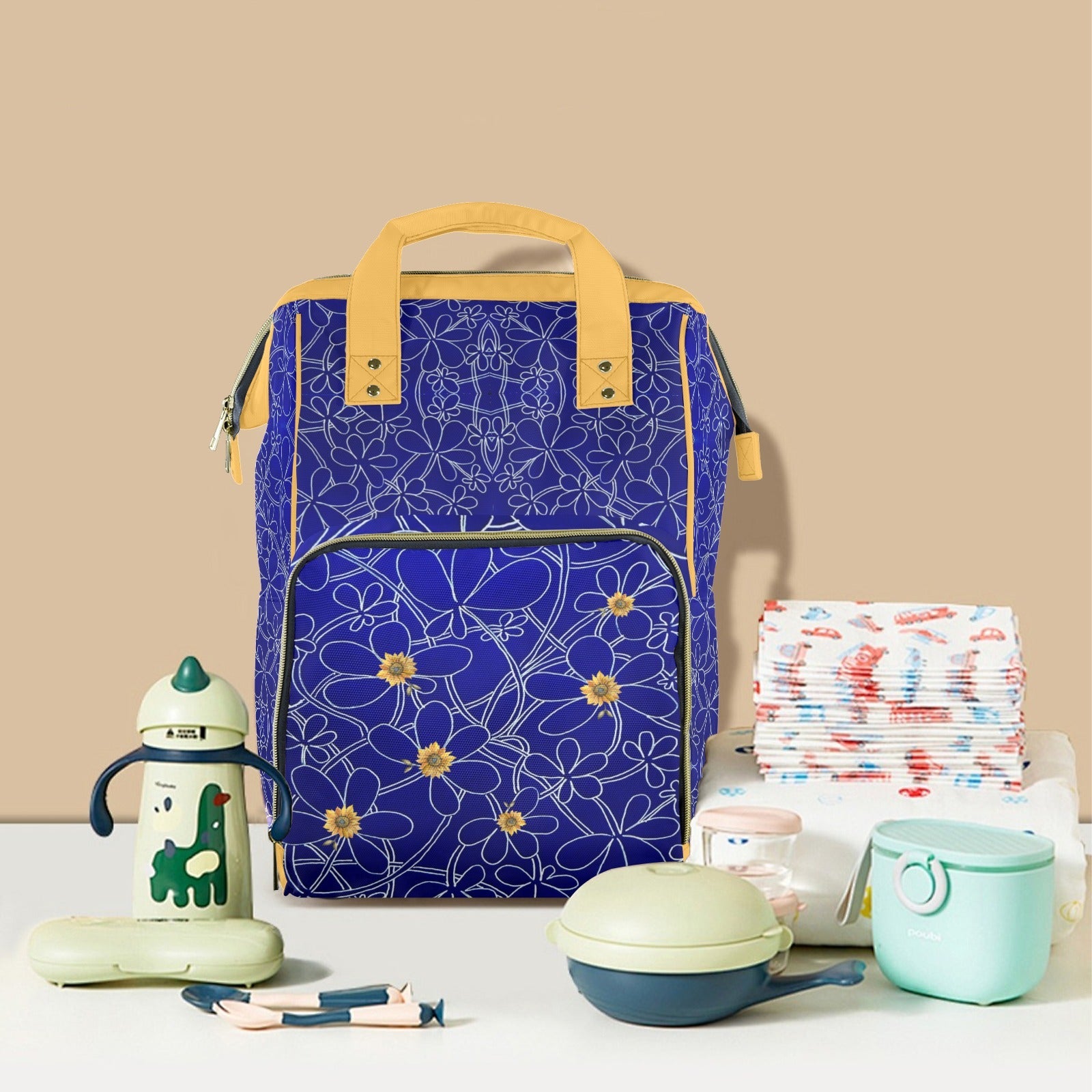 Infinity Bloom Gold Multi - Function Travel Diaper Bag - Large - Lana Art Sweden