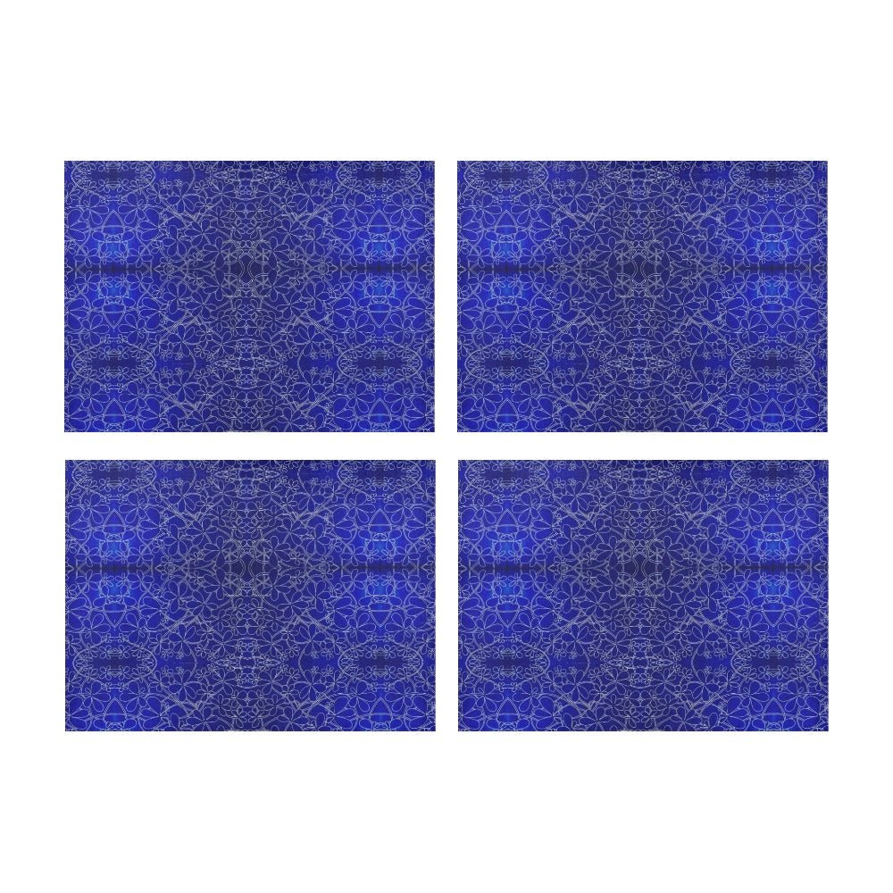 Infinity Bloom Royal Blue Placemat 14’’ x 19’’ (Set of 4) - Lana Art Sweden