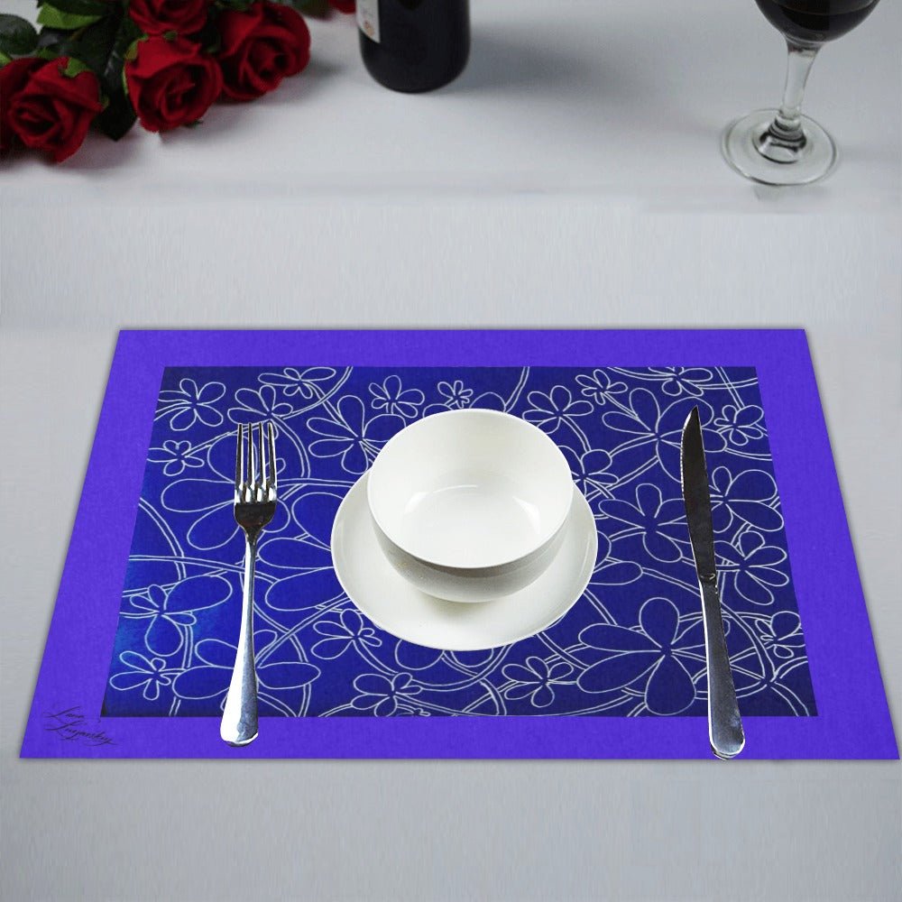 Infinity Bloom Royal Blue Placemat 14’’ x 19’’ (Set of 4) - Lana Art Sweden