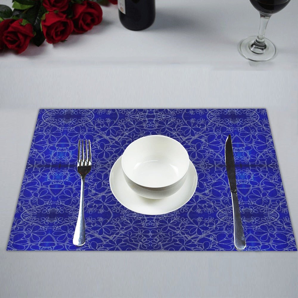 Infinity Bloom Royal Blue Placemat 14’’ x 19’’ (Set of 4) - Lana Art Sweden