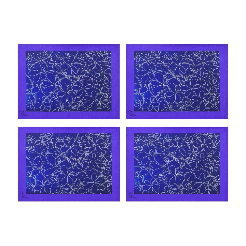 Infinity Bloom Royal Blue Placemat 14’’ x 19’’ (Set of 4) - Lana Art Sweden