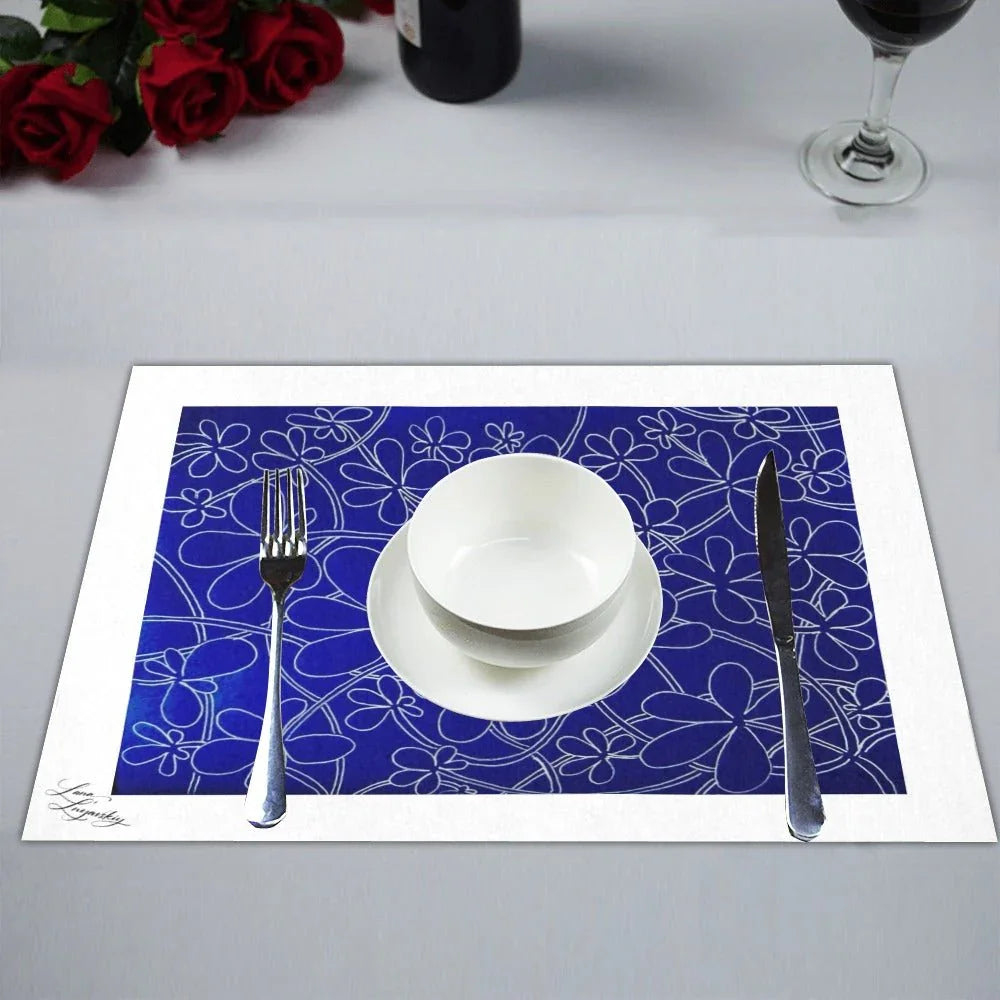 Infinity Bloom Royal White Placemat 14’’ x 19’’ (Set of 4) - Lana Art Sweden