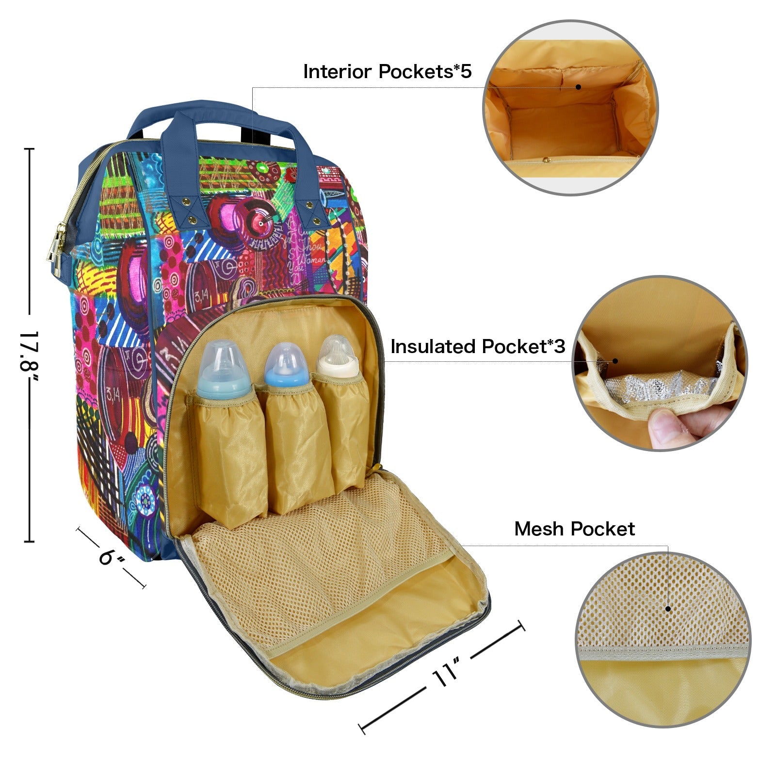 Infinity Bloom Tatiana Multi - Function Travel Diaper Bag - Large - Lana Art Sweden