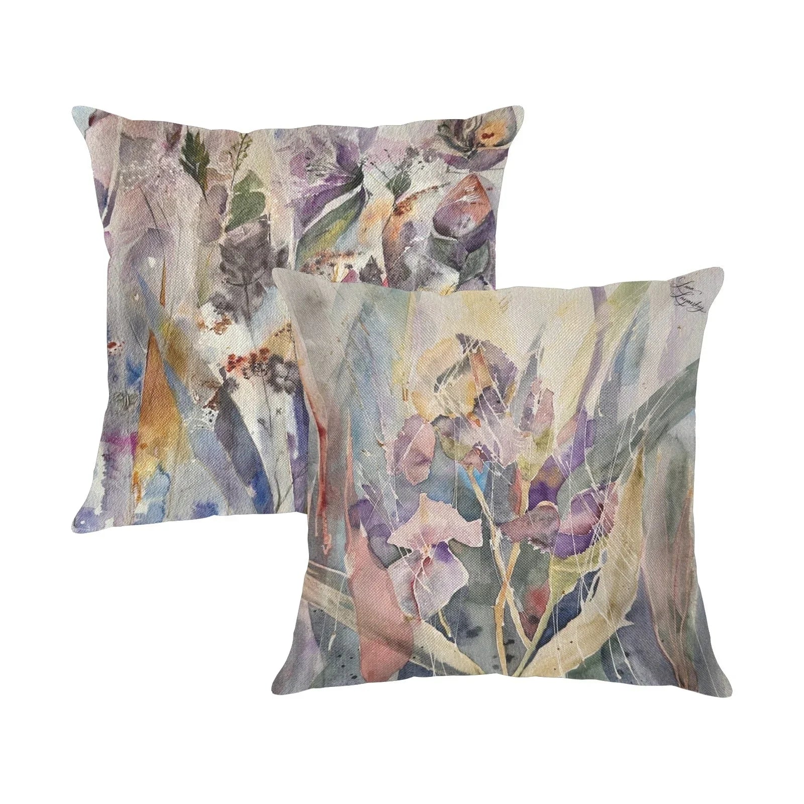 Iris and Mystery Plants Linen Zippered Pillowcase 18"x18"(Pack of 2) - Lana Art Sweden