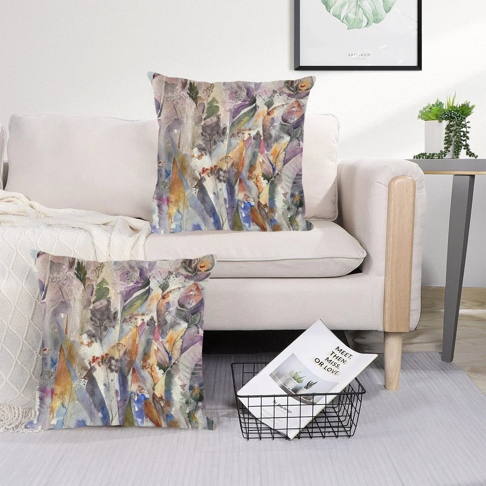Iris and Mystery Plants Linen Zippered Pillowcase 18"x18"(Pack of 2) - Lana Art Sweden