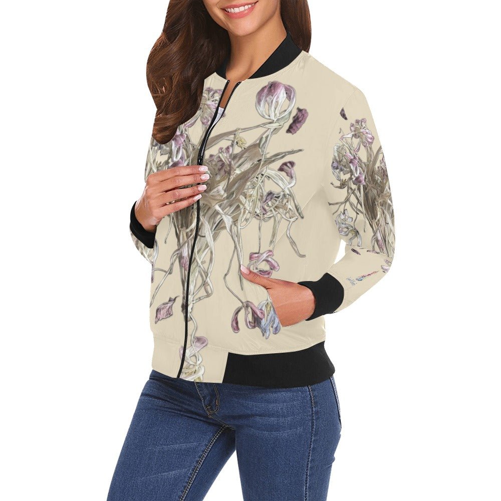 Iris Field Almond Milk Bomber Jacket for Women - Lana Art Sweden