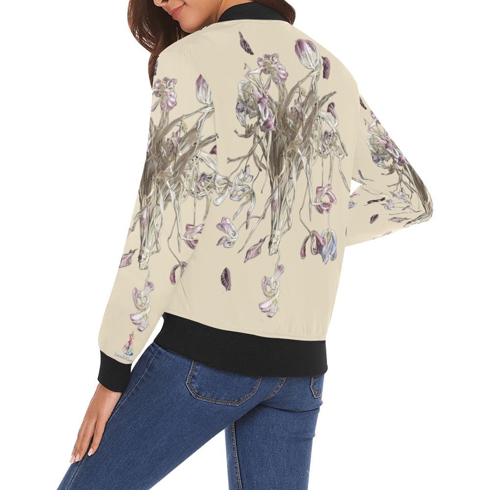 Iris Field Almond Milk Bomber Jacket for Women - Lana Art Sweden