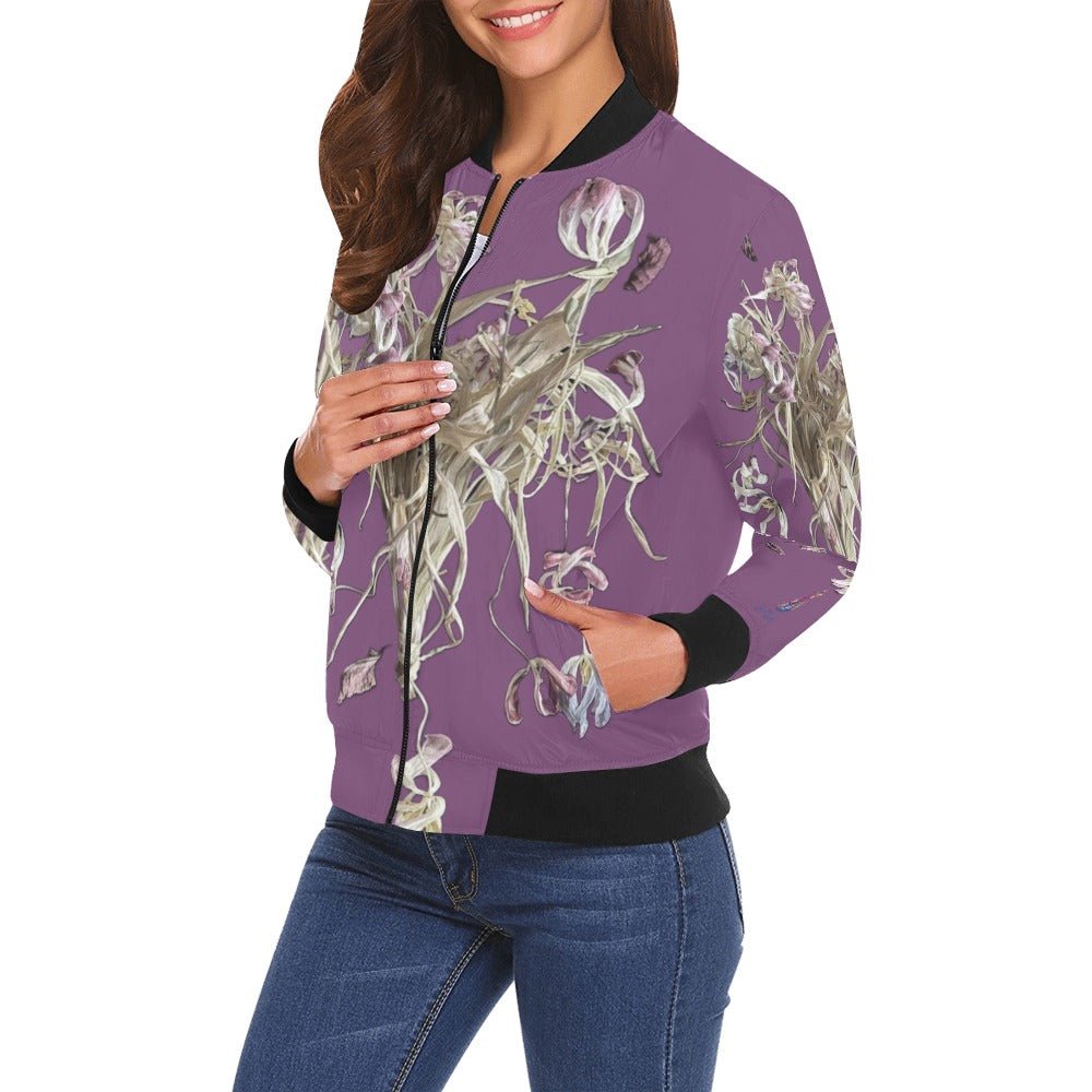 Iris Field Intense Lavender Bomber Jacket for Women - Lana Art Sweden