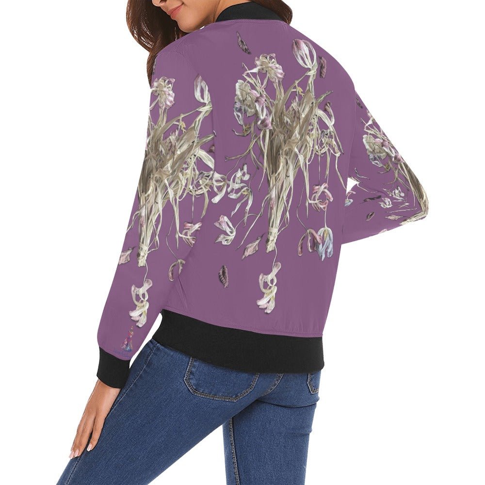 Iris Field Intense Lavender Bomber Jacket for Women - Lana Art Sweden