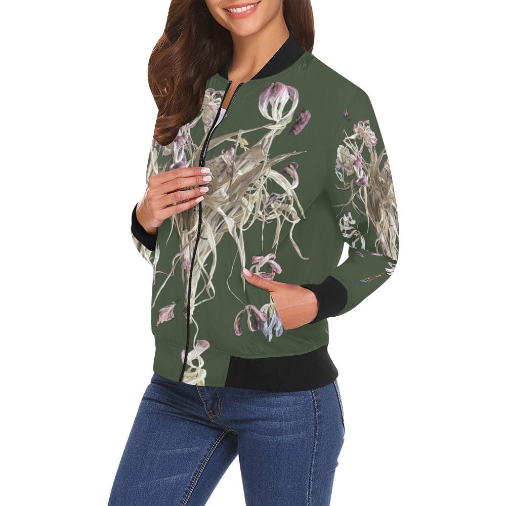 Iris Field Rain Forest Bomber Jacket for Women - Lana Art Sweden