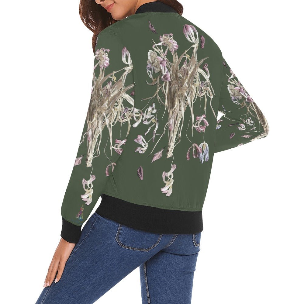 Iris Field Rain Forest Bomber Jacket for Women - Lana Art Sweden