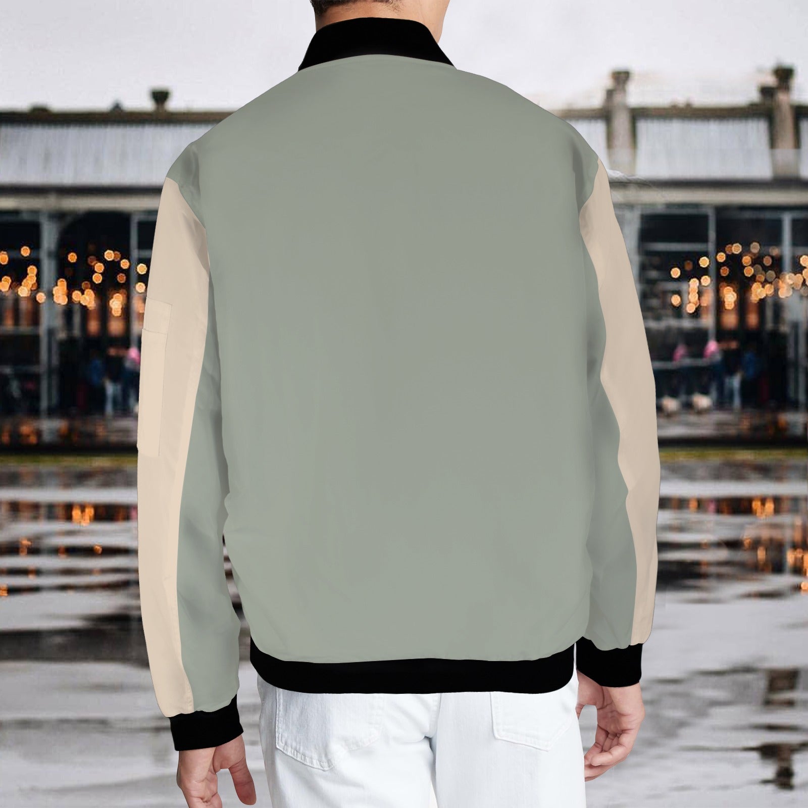 Ivory Sage Men's Bomber Jacket - Lana Art Sweden