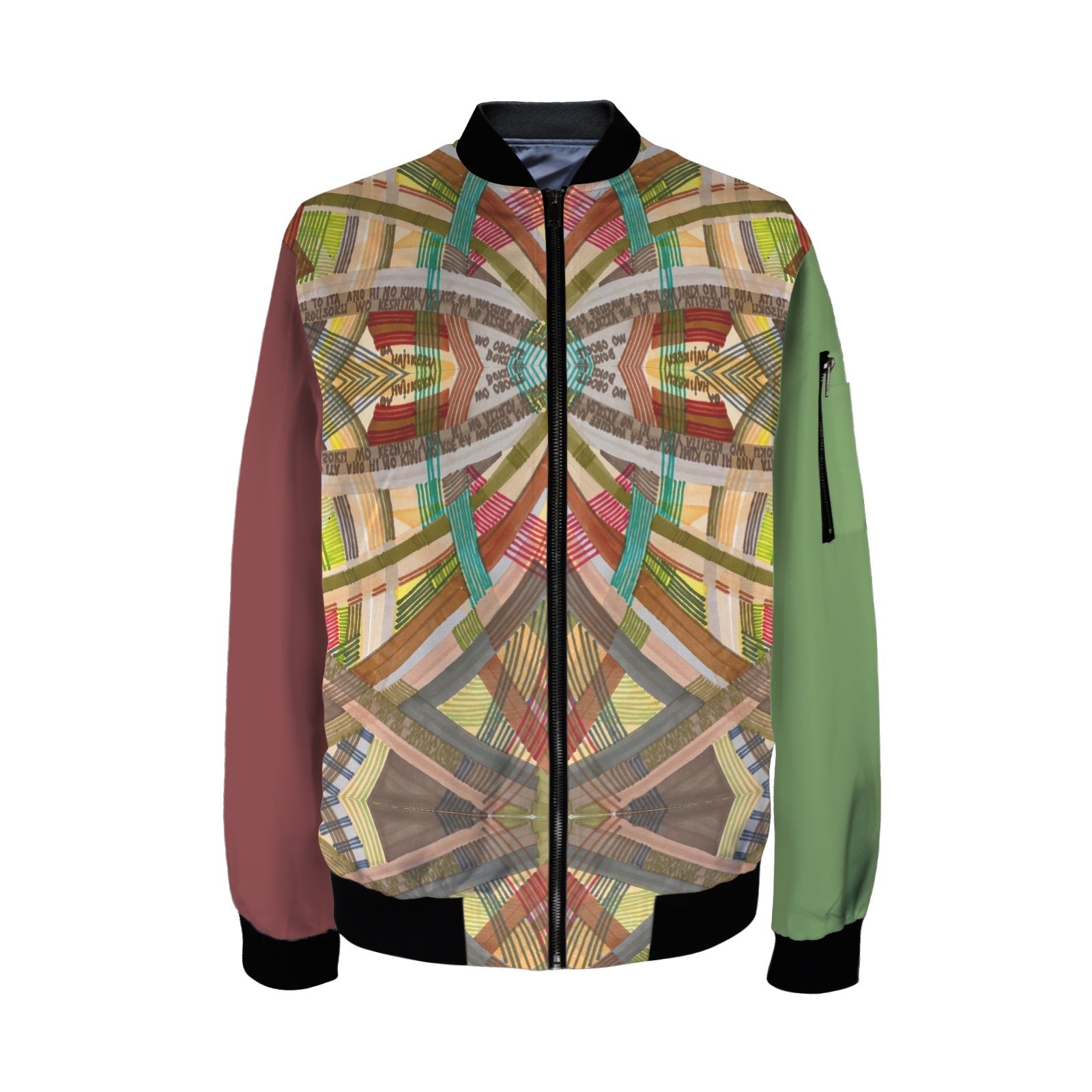 Labyrinth Burgundy Green Bomber Jacket - Lana Art Sweden