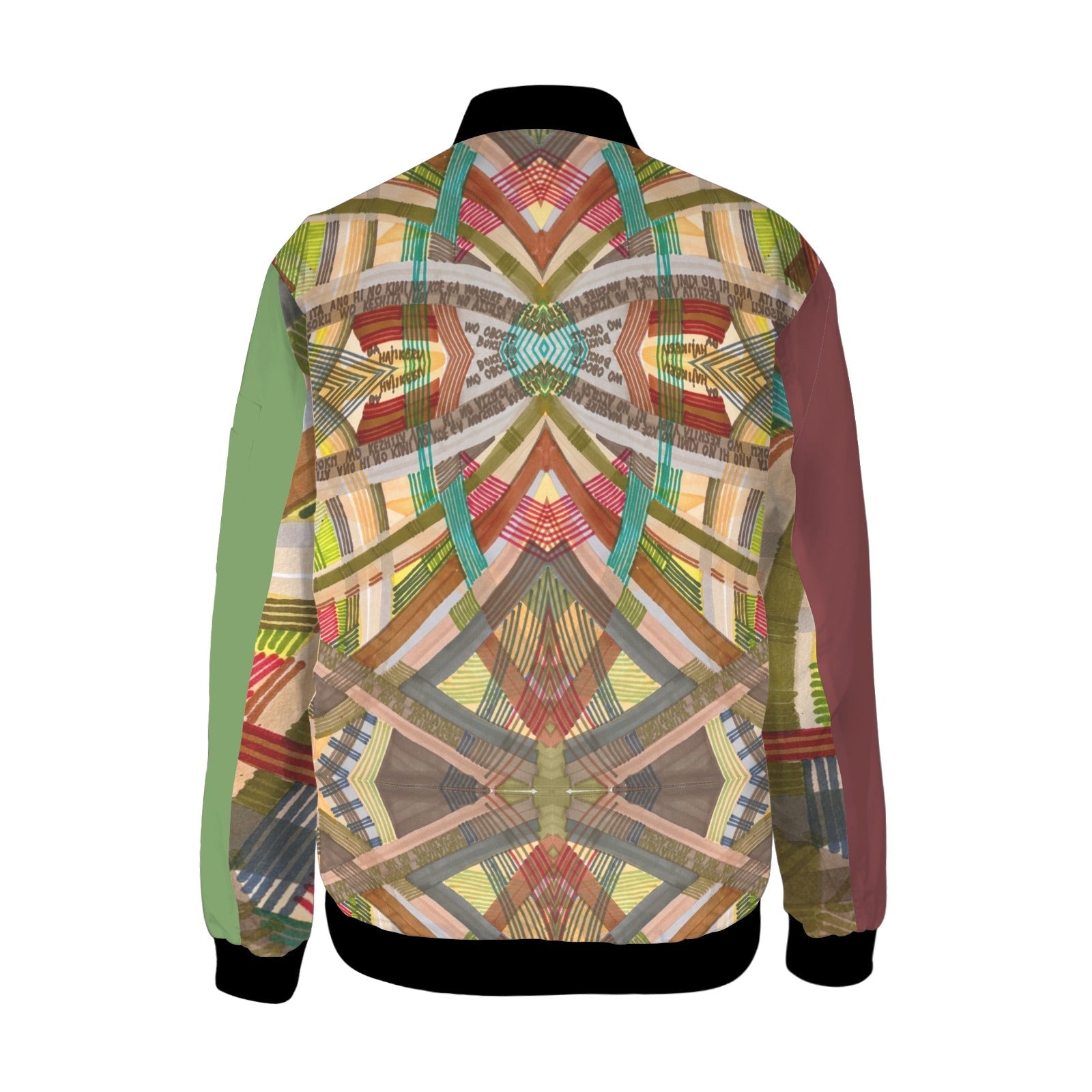 Labyrinth Burgundy Green Bomber Jacket - Lana Art Sweden