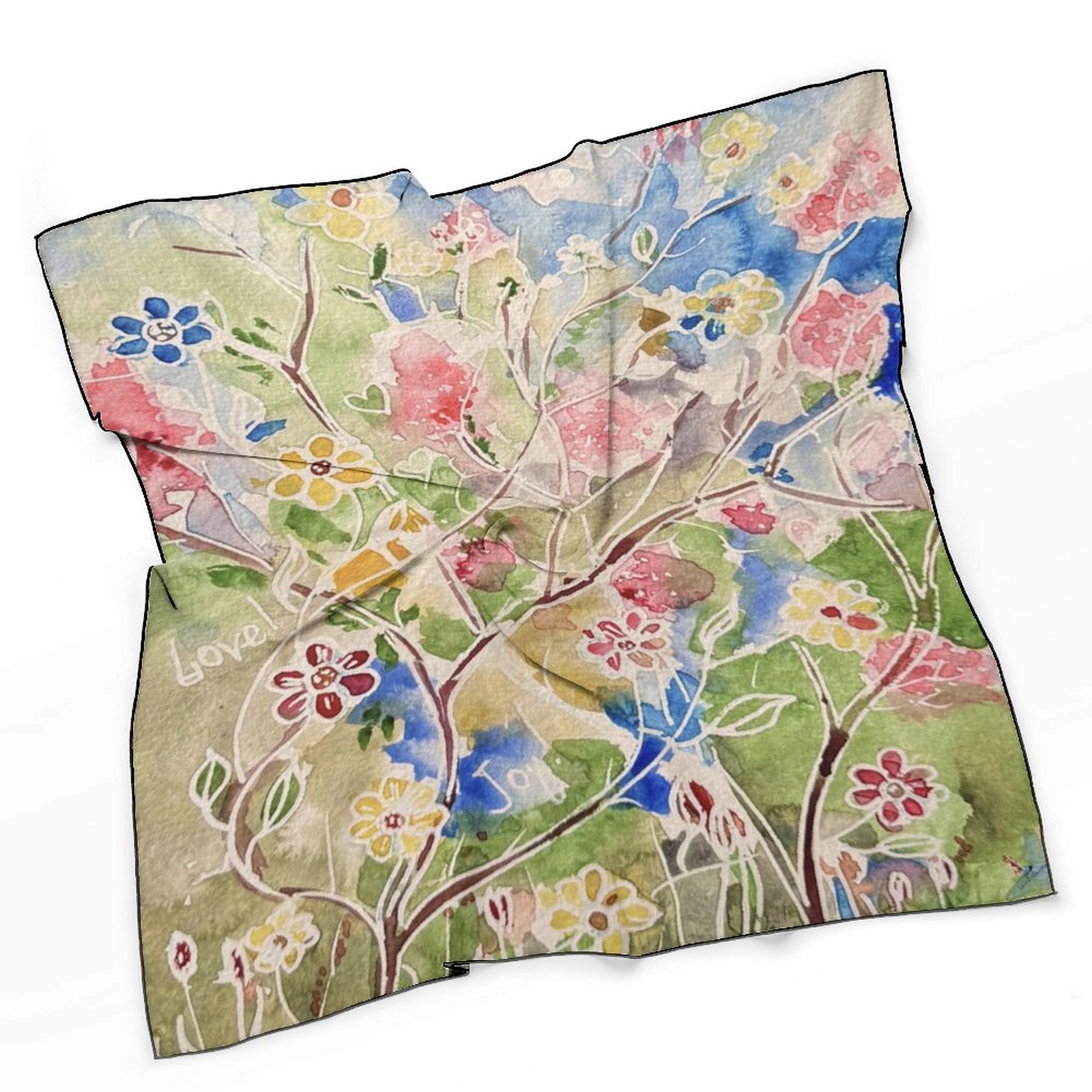 LanaArtSweden Artwork Scarf, 27"x27", 70x70 cm - Lana Art Sweden