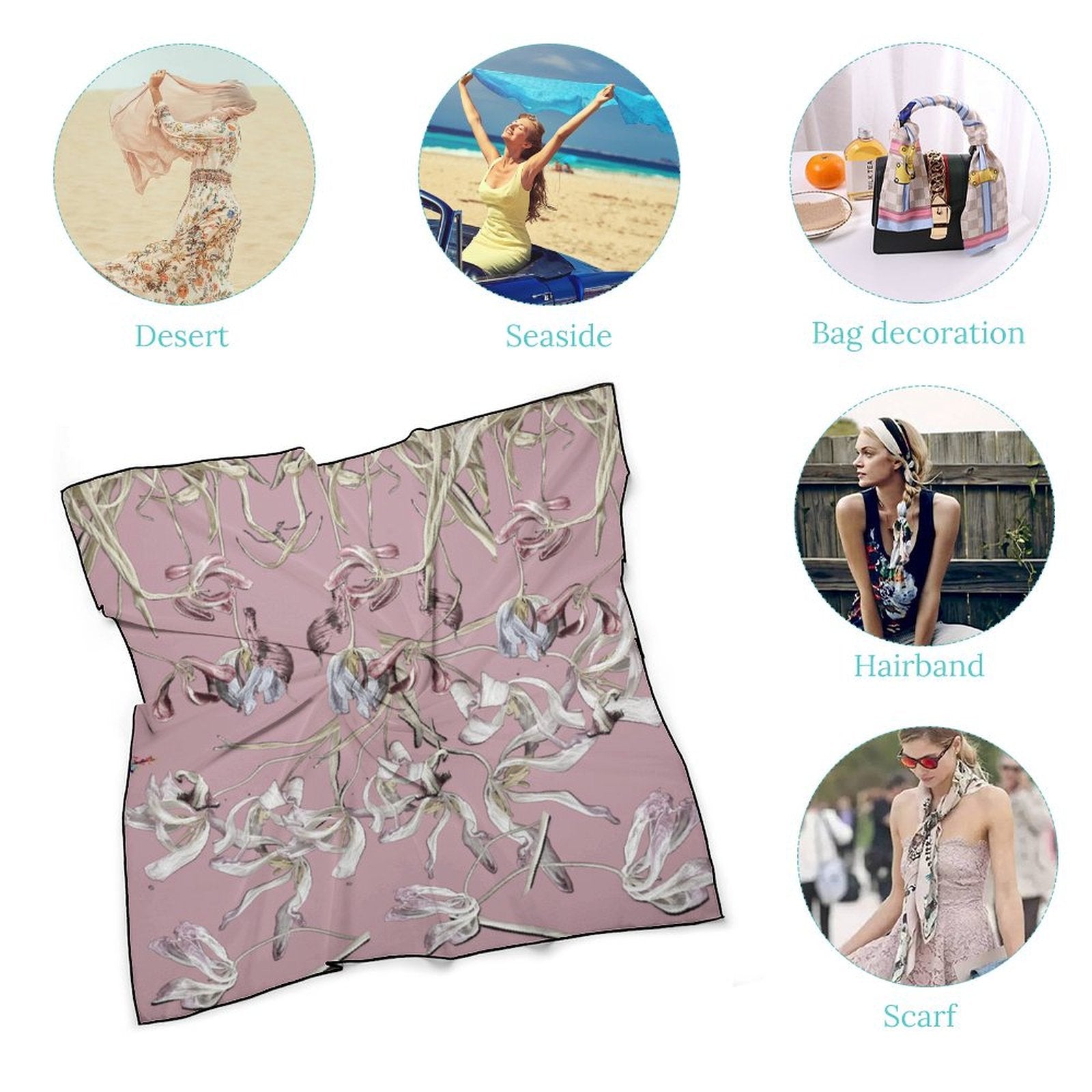 LanaArtSweden Artwork Scarf, 27"x27", 70x70 cm - Lana Art Sweden