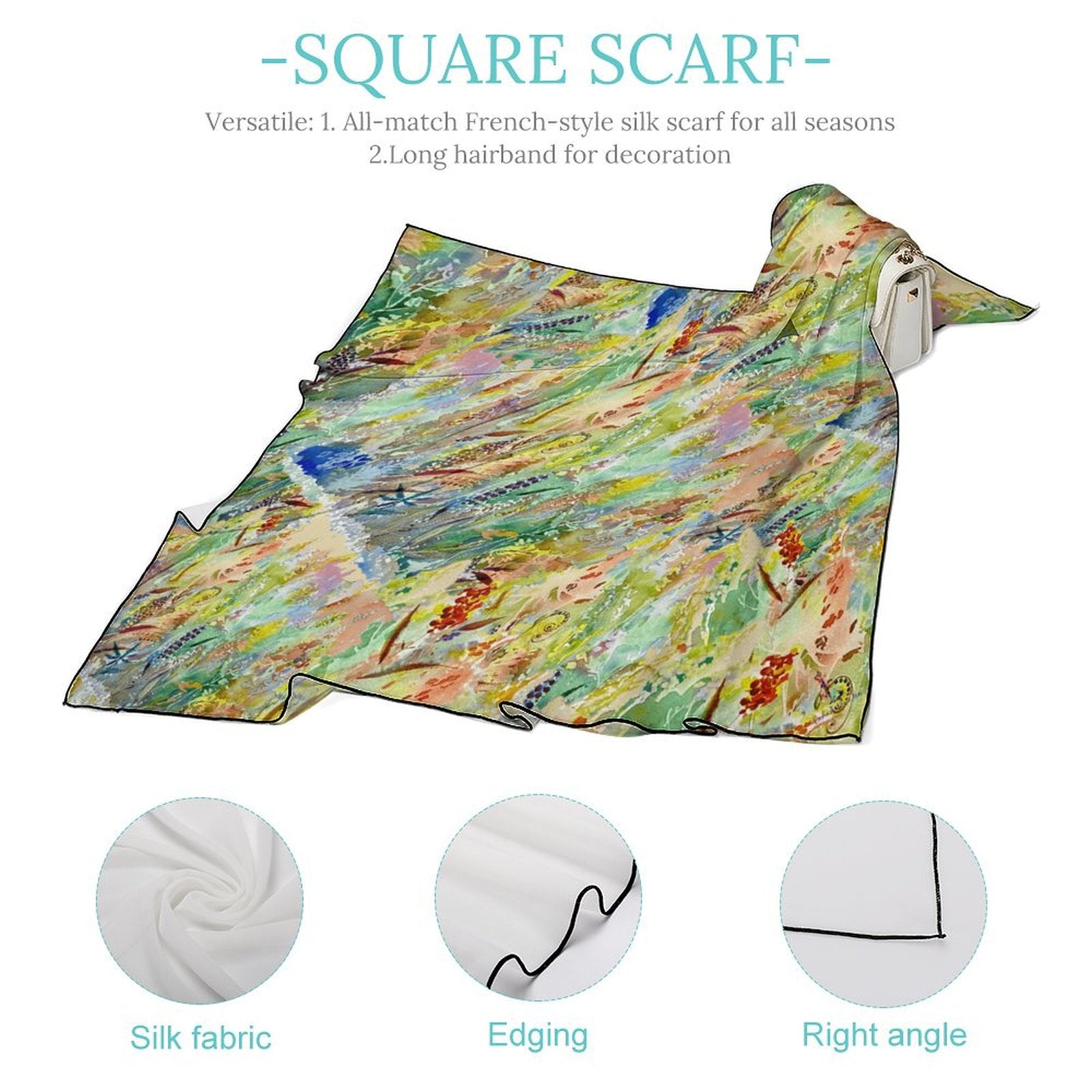 LanaArtSweden Artwork Scarf, 27"x27", 70x70 cm - Lana Art Sweden