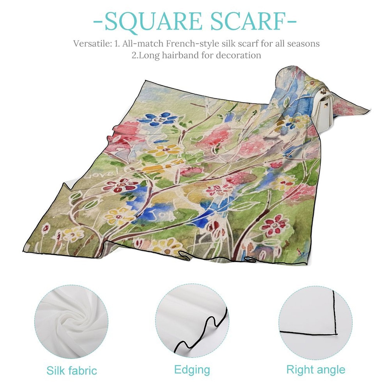 LanaArtSweden Artwork Scarf, 27"x27", 70x70 cm - Lana Art Sweden