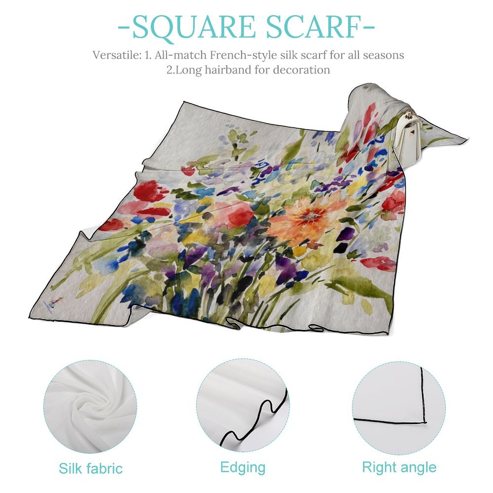 LanaArtSweden Artwork Scarf, 27"x27", 70x70 cm - Lana Art Sweden