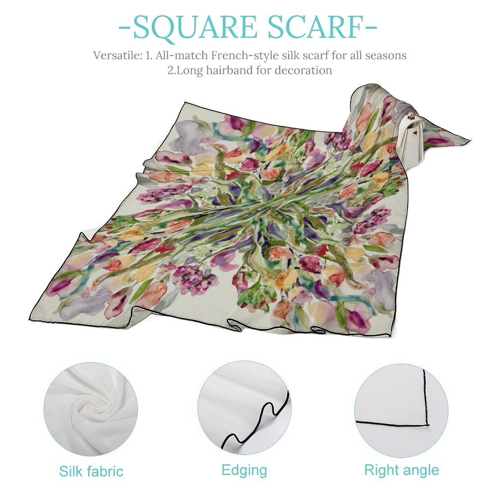 LanaArtSweden Artwork Scarf, 27"x27", 70x70 cm - Lana Art Sweden