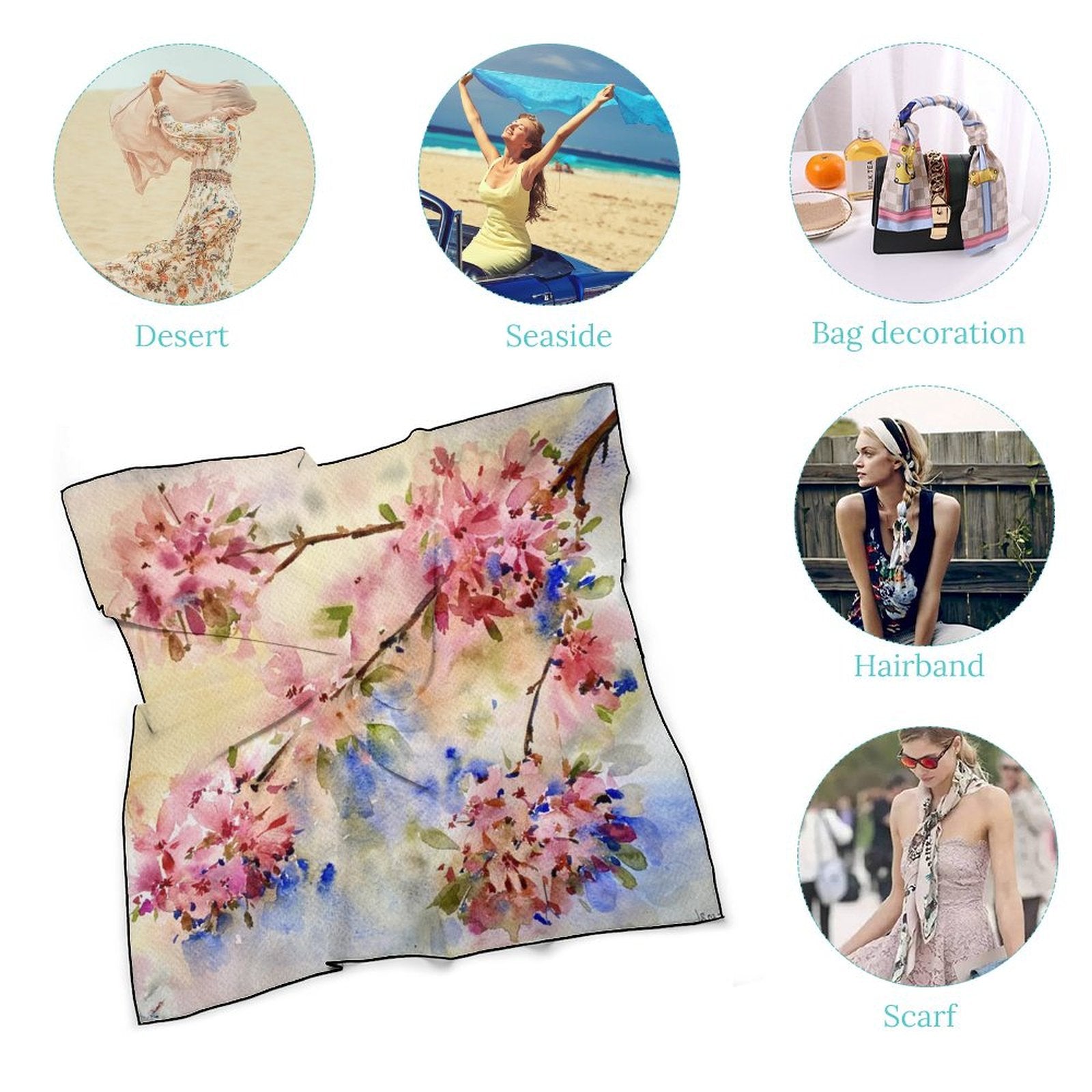 LanaArtSweden Artwork Scarf, 27"x27", 70x70 cm - Lana Art Sweden