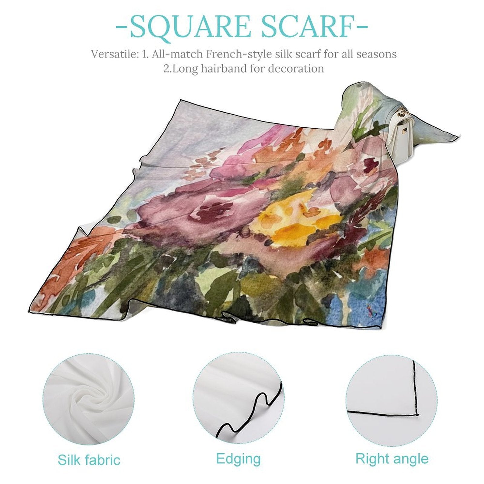 LanaArtSweden Artwork Scarf, 27"x27", 70x70 cm - Lana Art Sweden