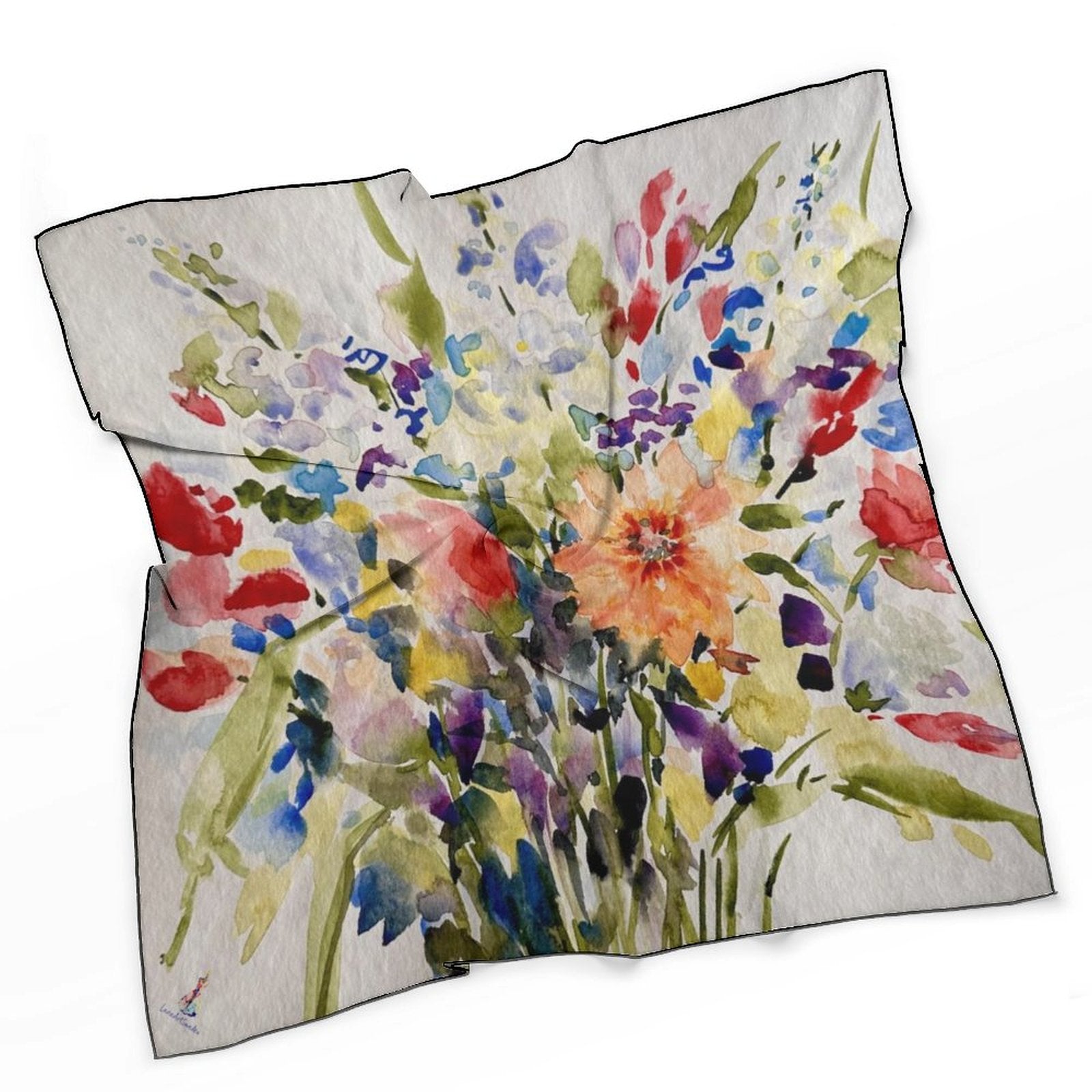LanaArtSweden Artwork Scarf, 27"x27", 70x70 cm - Lana Art Sweden