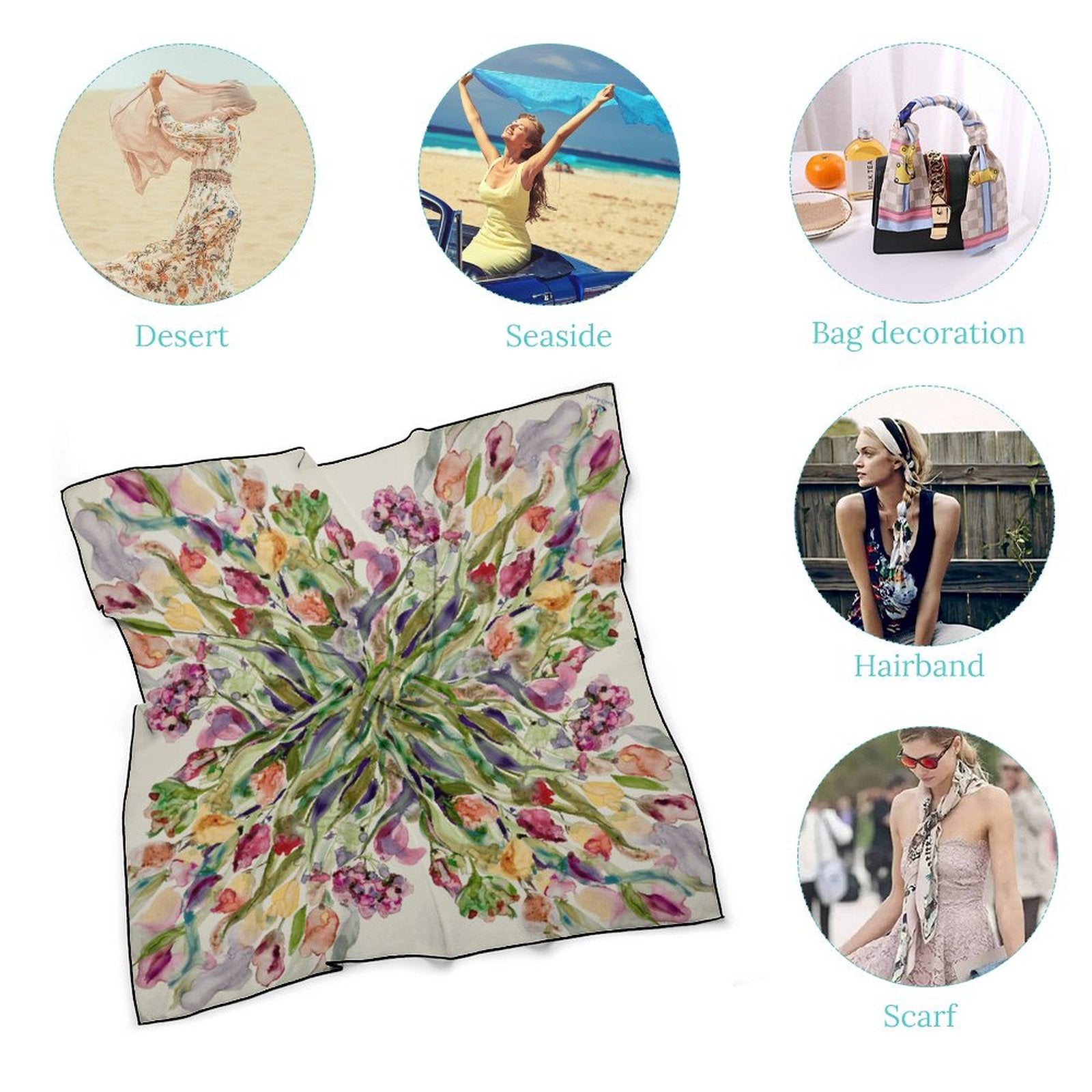 LanaArtSweden Artwork Scarf, 27"x27", 70x70 cm - Lana Art Sweden
