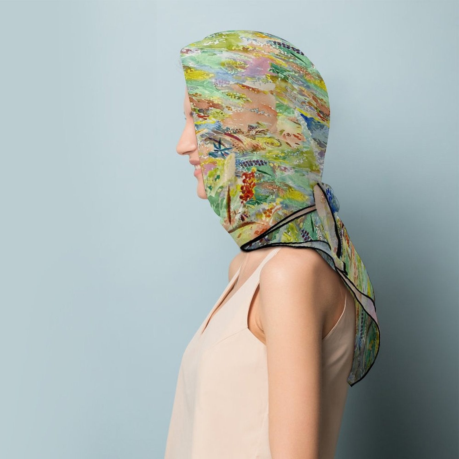 LanaArtSweden Artwork Scarf, 27"x27", 70x70 cm - Lana Art Sweden