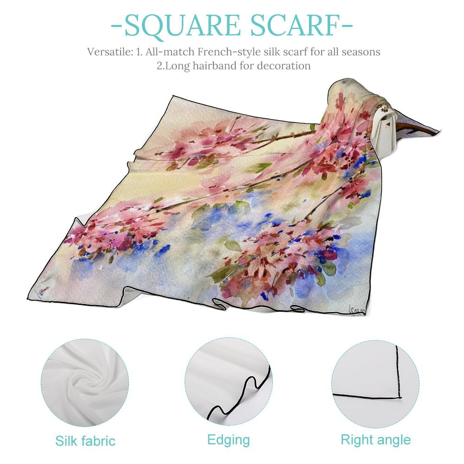 LanaArtSweden Artwork Scarf, 27"x27", 70x70 cm - Lana Art Sweden