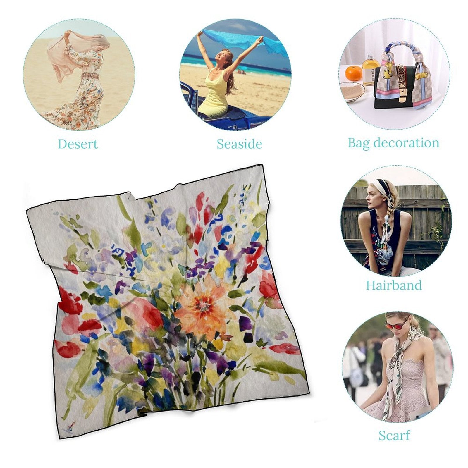 LanaArtSweden Artwork Scarf, 27"x27", 70x70 cm - Lana Art Sweden