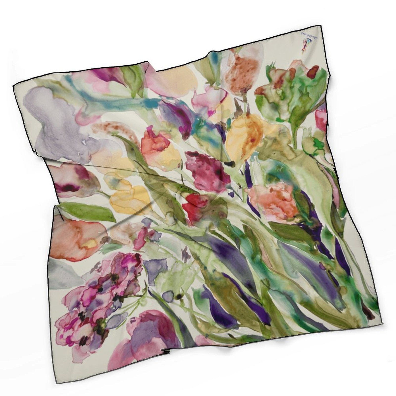 LanaArtSweden Artwork Scarf, 27"x27", 70x70 cm - Lana Art Sweden