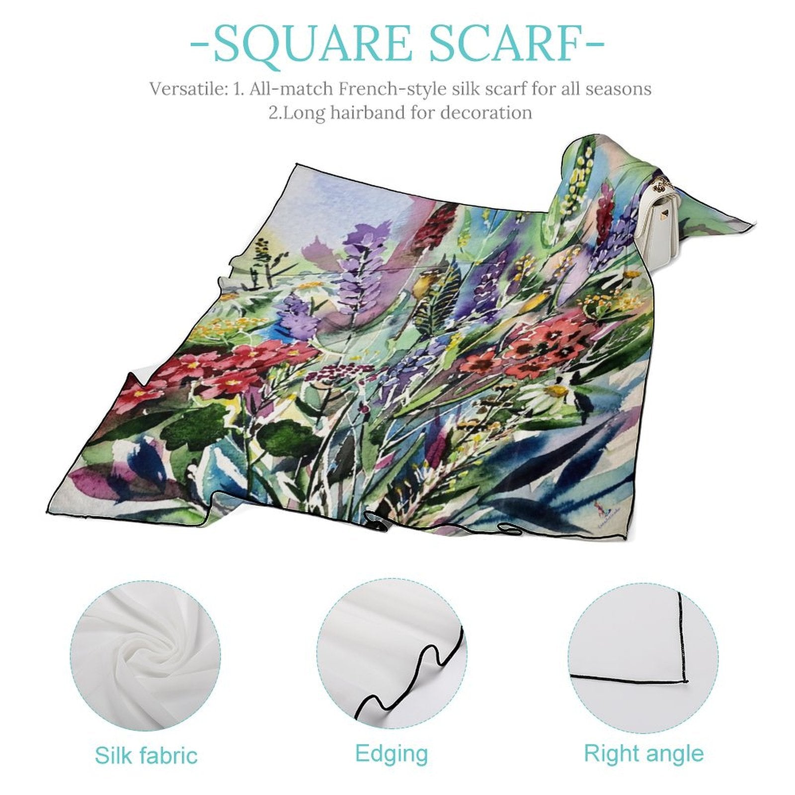 LanaArtSweden Artwork Scarf, 27"x27", 70x70 cm - Lana Art Sweden