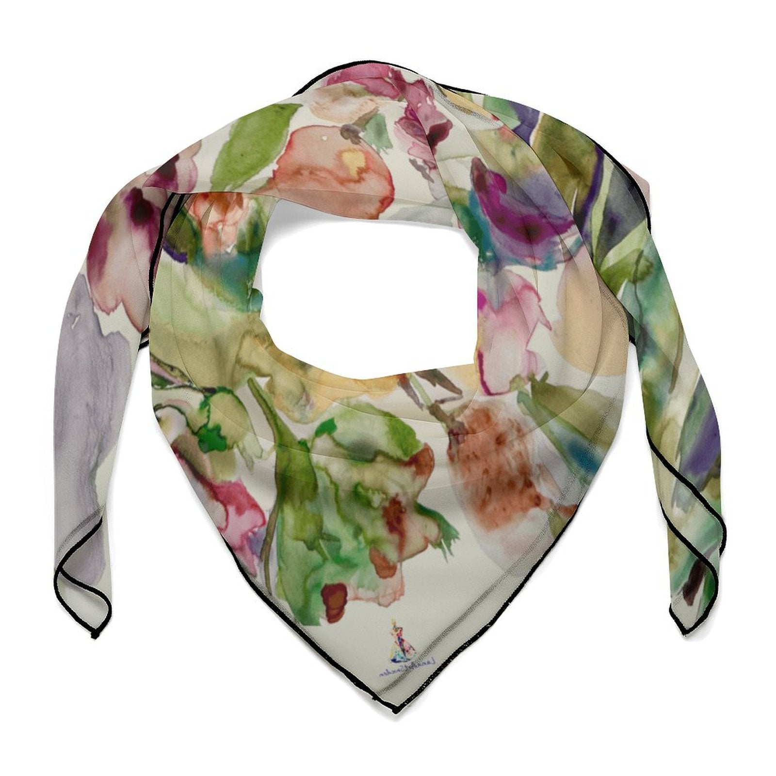 LanaArtSweden Artwork Scarf, 27"x27", 70x70 cm - Lana Art Sweden