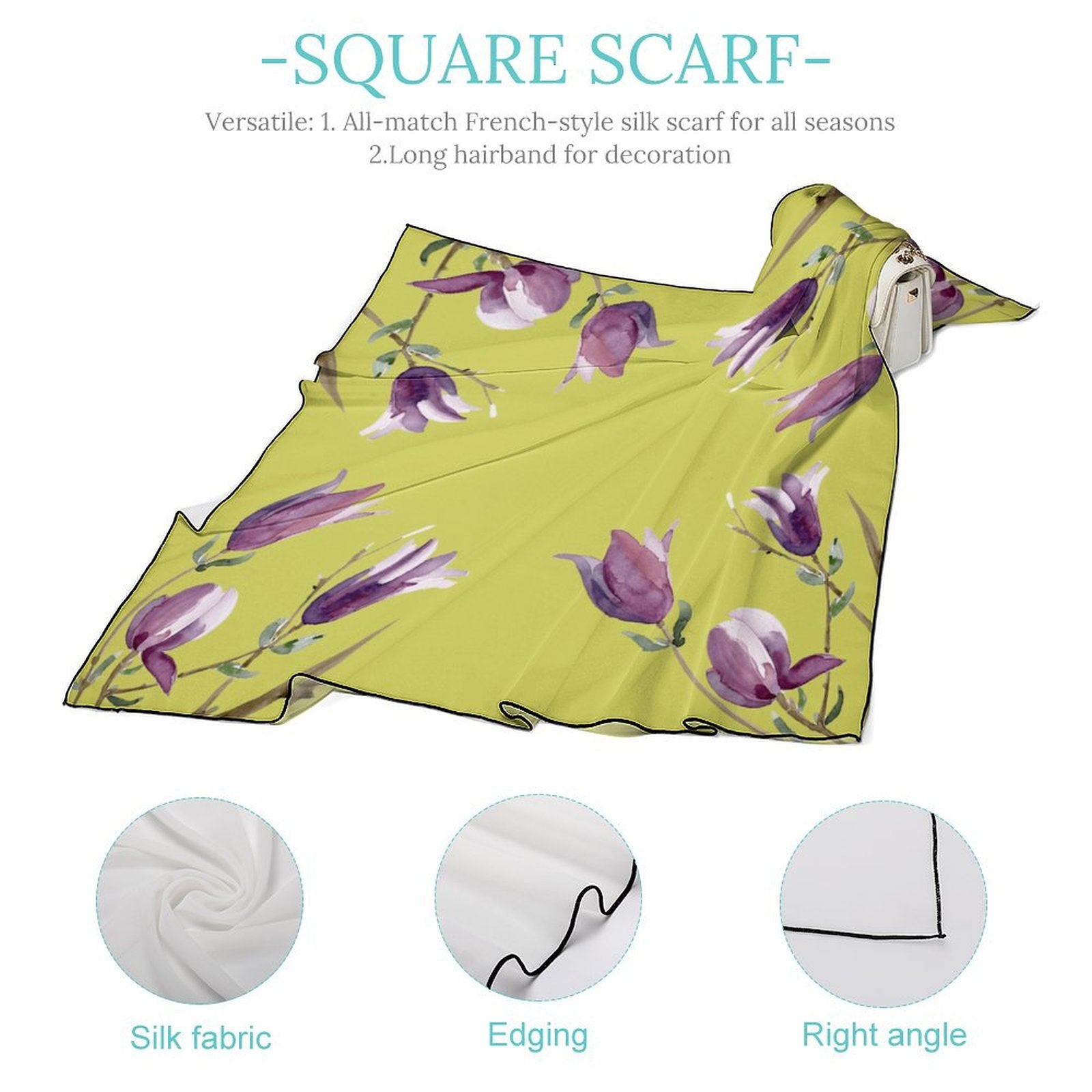 LanaArtSweden Artwork Scarf, 27"x27", 70x70 cm - Lana Art Sweden