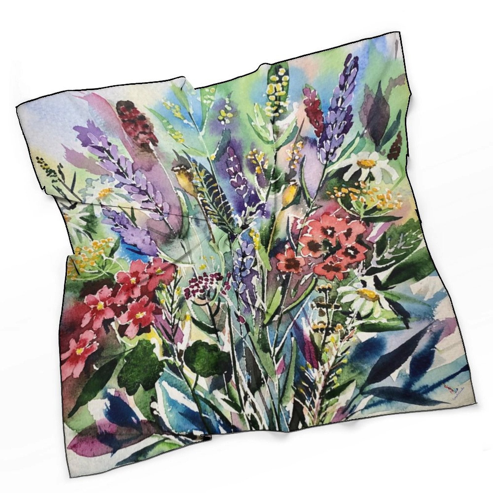 LanaArtSweden Artwork Scarf, 27"x27", 70x70 cm - Lana Art Sweden