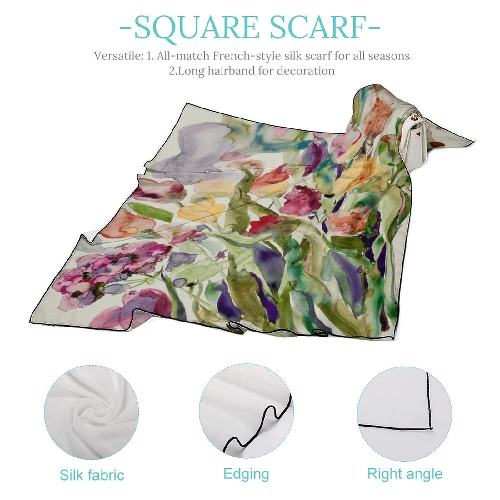LanaArtSweden Artwork Scarf, 27"x27", 70x70 cm - Lana Art Sweden