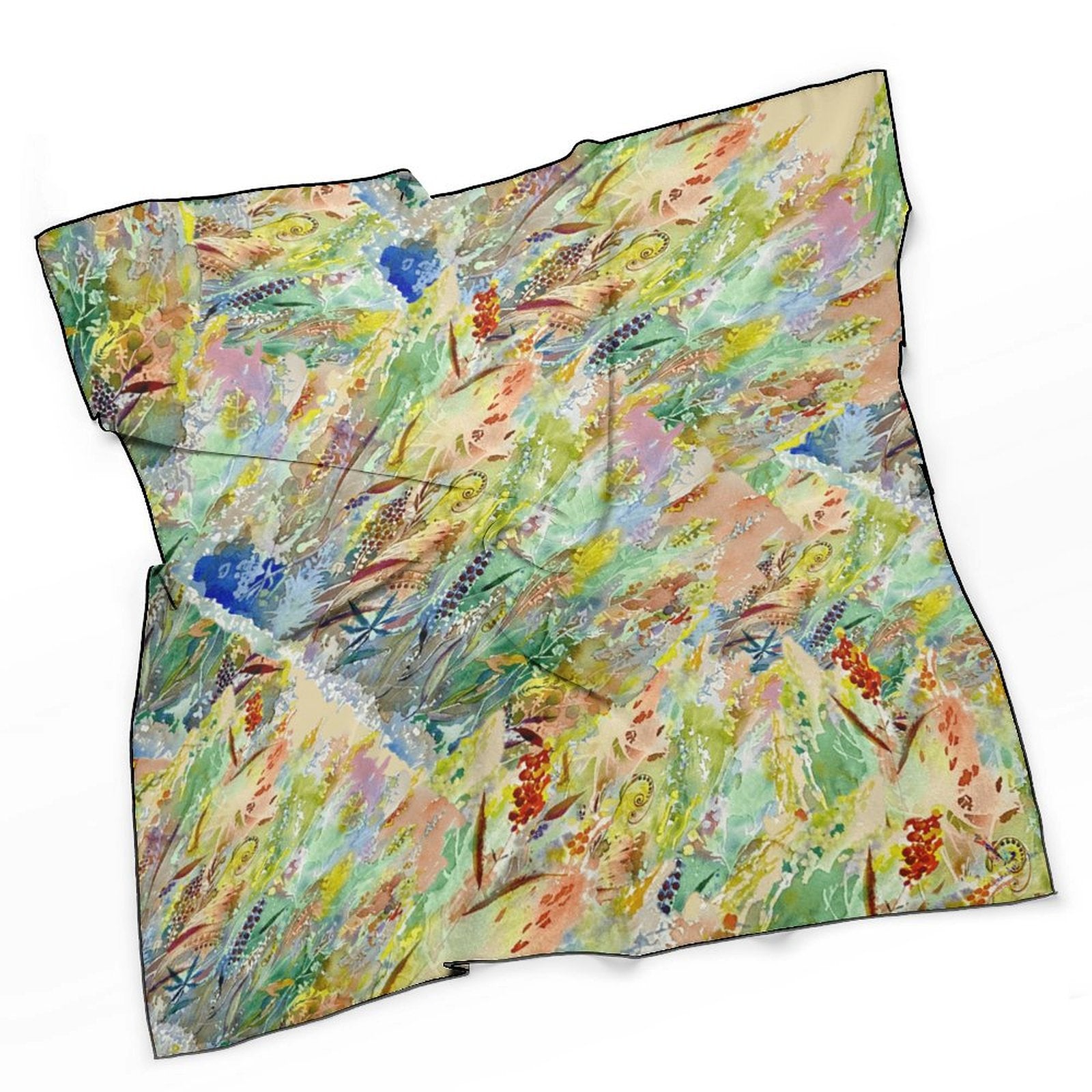 LanaArtSweden Artwork Scarf, 27"x27", 70x70 cm - Lana Art Sweden