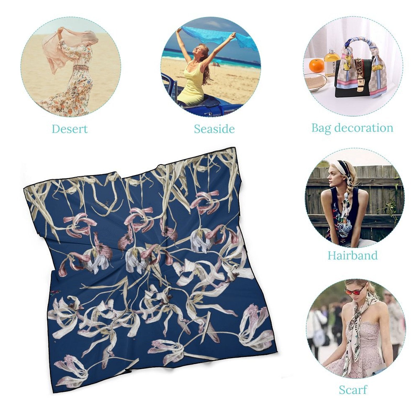 LanaArtSweden Artwork Scarf, 27"x27", 70x70 cm - Lana Art Sweden