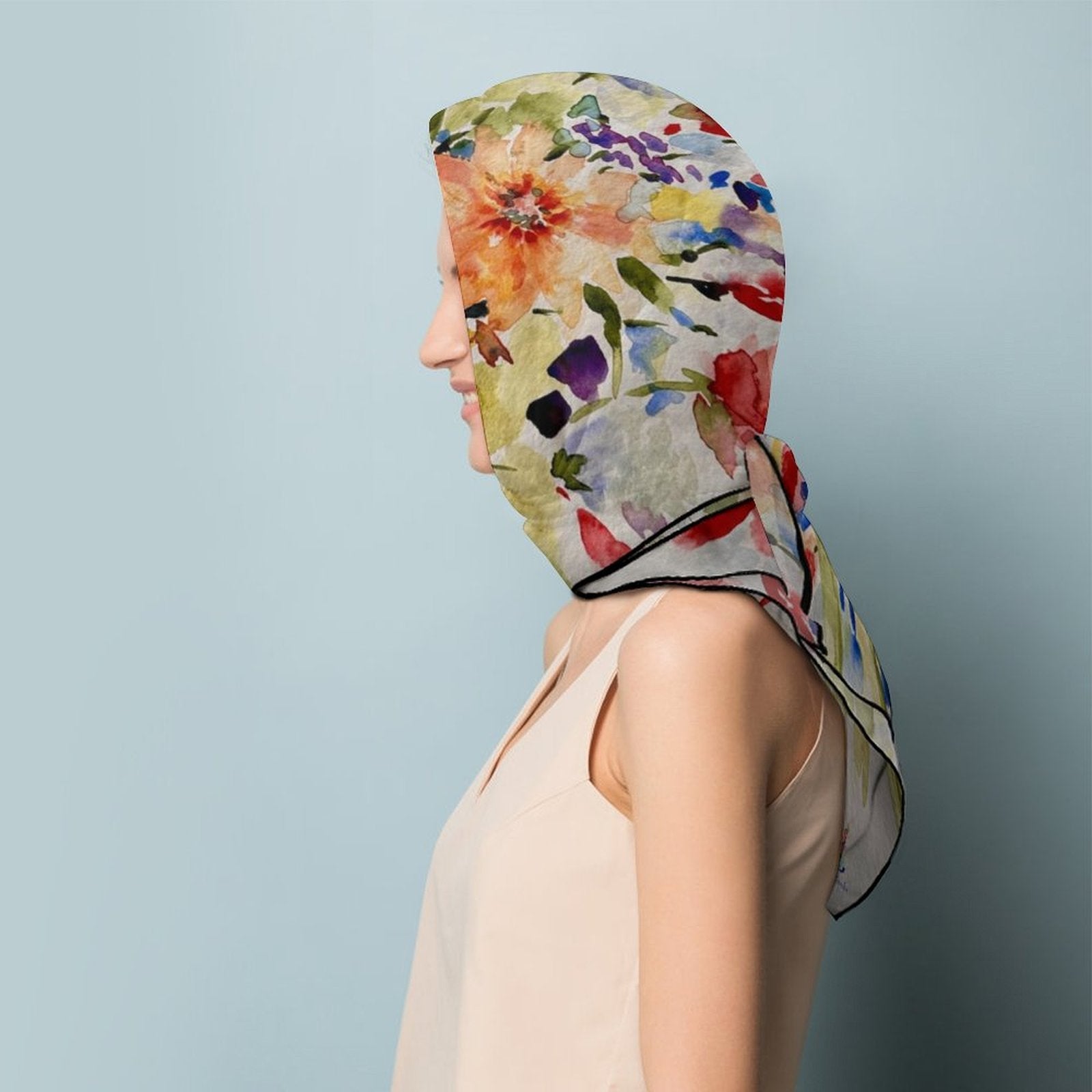 LanaArtSweden Artwork Scarf, 27"x27", 70x70 cm - Lana Art Sweden