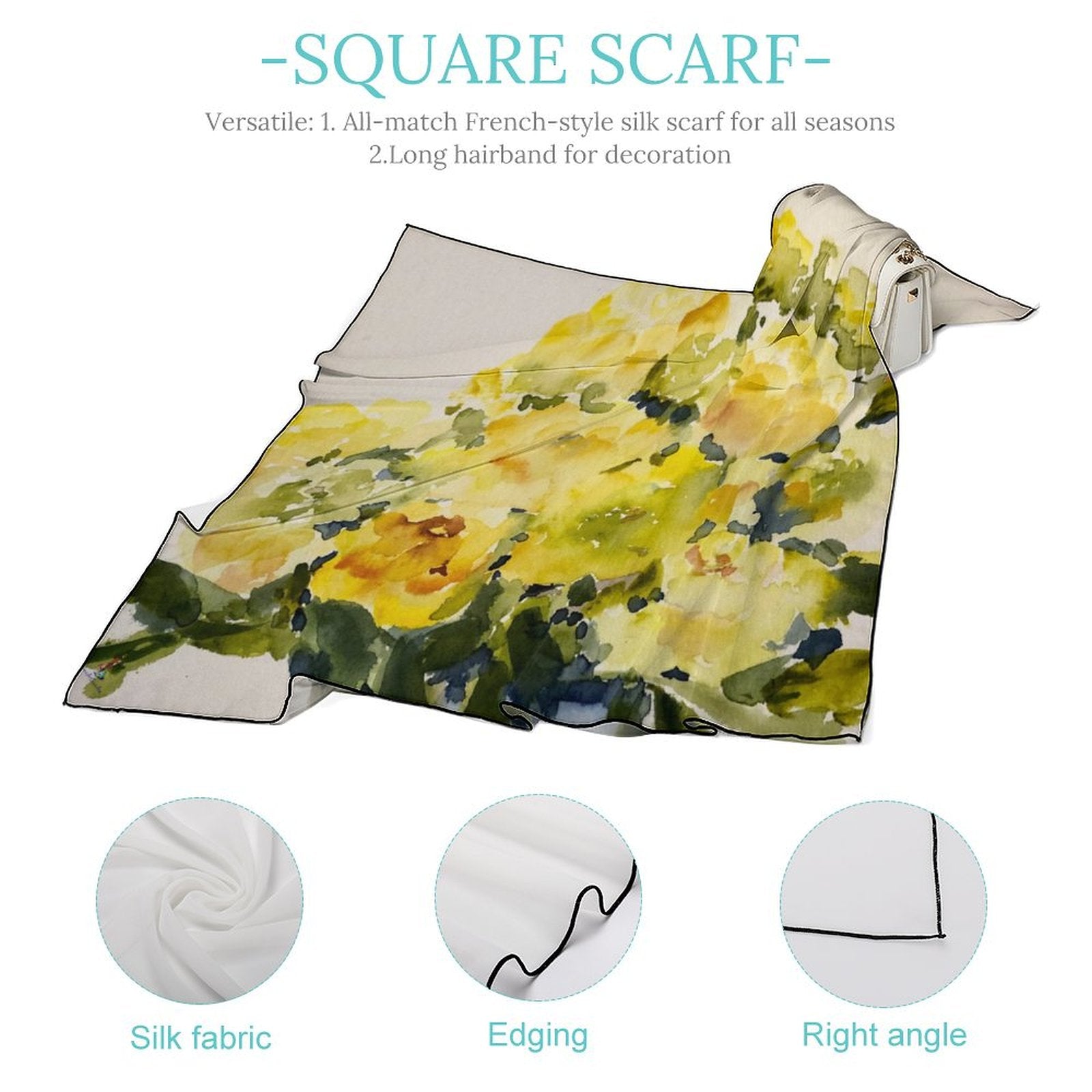 LanaArtSweden Artwork Scarf, 27"x27", 70x70 cm - Lana Art Sweden